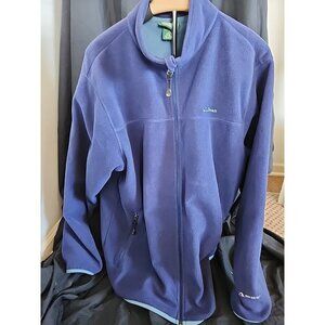 LL Bean Jacket Mens Large Blue Fleece Polartec The Weather Channel Full Zip